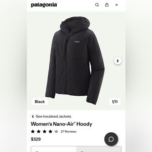 Patagonia Women's Nano-Air Hoody - Black- Size Large